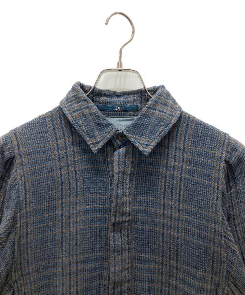 45R（フォーティファイブ・アール）45R (フォーティファイブ・アール) 二重織ネルチェックワンピース ネイビーの古着・服飾アイテム