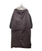 vent blancヴァンブラン）の古着「タイプライターギャザーワンピース」｜チャコール