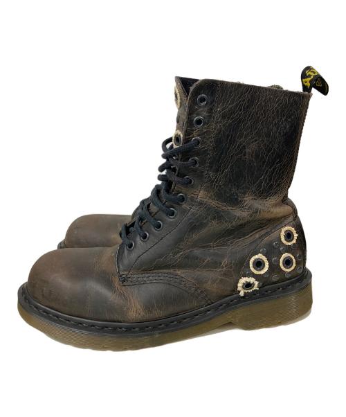 Dr.Martens（ドクターマーチン）Dr.Martens (ドクターマーチン) スチールトゥ バレットホール 10ホールブーツ ブラウン サイズ:UK8の古着・服飾アイテム