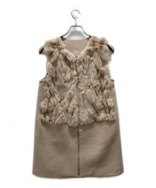 PASSIONE（パシオーネ）の古着「レッキスファー切替ベスト」｜ベージュ