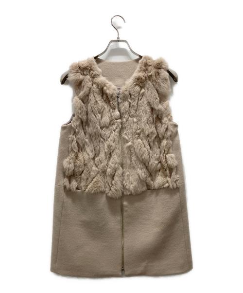 PASSIONE（パシオーネ）PASSIONE (パシオーネ) レッキスファー切替ベスト ベージュ サイズ:38の古着・服飾アイテム