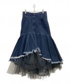 Ameriアメリ）の古着「デニムロングチュールスカート」｜インディゴ