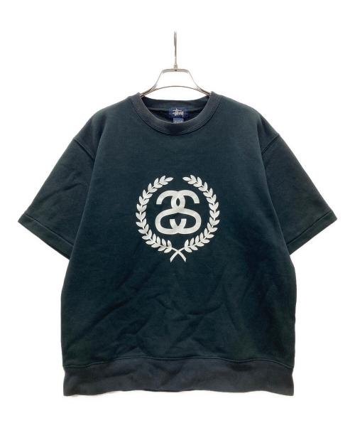 stussy（ステューシー）stussy (ステューシー) BIGリンクロゴ プリント半袖スウェット ブラック サイズ:Sの古着・服飾アイテム