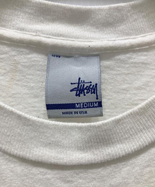 stussy（ステューシー）stussy (ステューシー) USA製ロゴプリントカットソー ホワイト サイズ:Mの古着・服飾アイテム