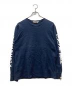 A BATHING APEア ベイシング エイプ）の古着「ロゴ袖プリントカットソー」｜ネイビー