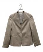 PLSTプラステ）の古着「ポリエステルオックスカラーレスジャケット」｜ベージュ