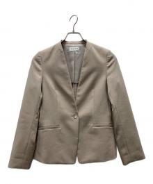 PLST（プラステ）の古着「ポリエステルオックスカラーレスジャケット」｜ベージュ