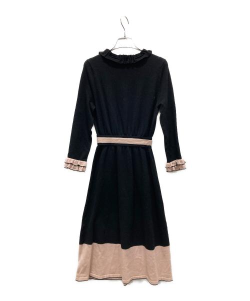 TO BE CHIC（トゥービーシック）TO BE CHIC (トゥービーシック) フリル袖ニットワンピース ブラック サイズ:40の古着・服飾アイテム