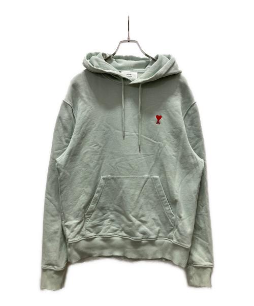 AMI Alexandre Mattiussi（アミアレクサンドルマテュッシ）AMI Alexandre Mattiussi (アミアレクサンドルマテュッシ) ハートAロゴ刺繍 プルオーバーパーカー ライトグリーン サイズ:不明の古着・服飾アイテム