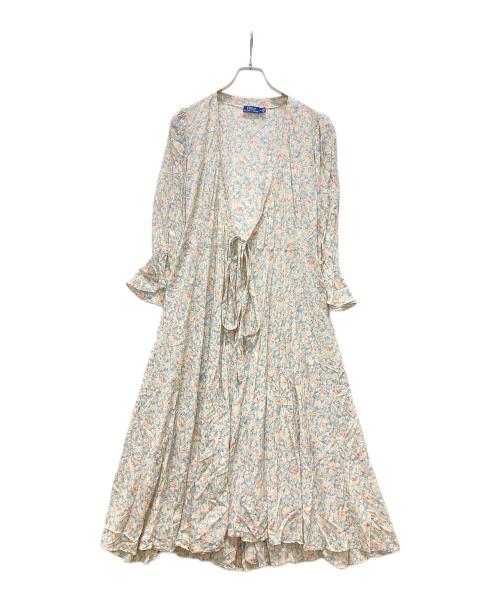 POLO RALPH LAUREN（ポロ・ラルフローレン）POLO RALPH LAUREN (ポロ・ラルフローレン) 花柄ラップロングワンピース スカイブルーの古着・服飾アイテム