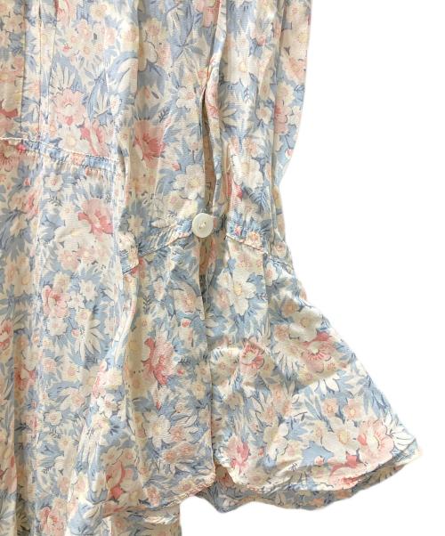 POLO RALPH LAUREN（ポロ・ラルフローレン）POLO RALPH LAUREN (ポロ・ラルフローレン) 花柄ラップロングワンピース スカイブルーの古着・服飾アイテム