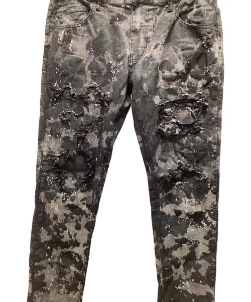 KDNK 1141411（KDNK 1141411）KDNK 1141411 (KDNK 1141411) ペイントダメージデニムパンツ ブラック サイズ:38の古着・服飾アイテム
