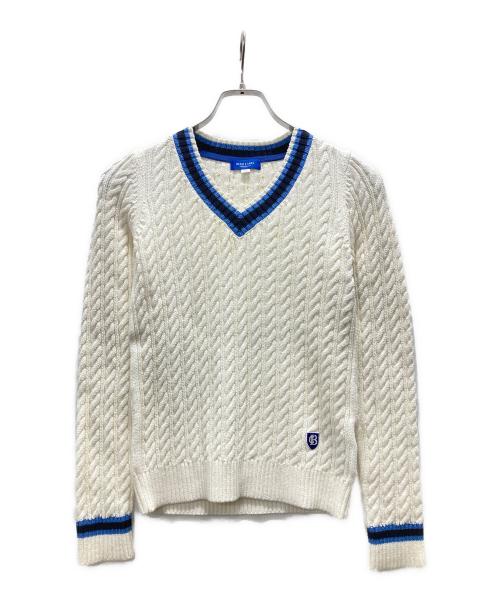 BLUE LABEL CRESTBRIDGE（ブルーレーベルクレストブリッジ）BLUE LABEL CRESTBRIDGE (ブルーレーベルクレストブリッジ) チルデンニット ホワイト サイズ:38の古着・服飾アイテム