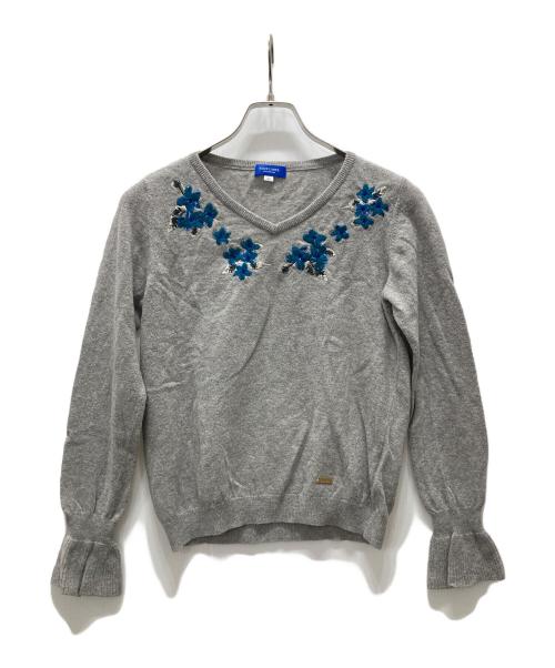 BLUE LABEL CRESTBRIDGE（ブルーレーベルクレストブリッジ）BLUE LABEL CRESTBRIDGE (ブルーレーベルクレストブリッジ) フラワー刺繍ニット グレー サイズ:38の古着・服飾アイテム