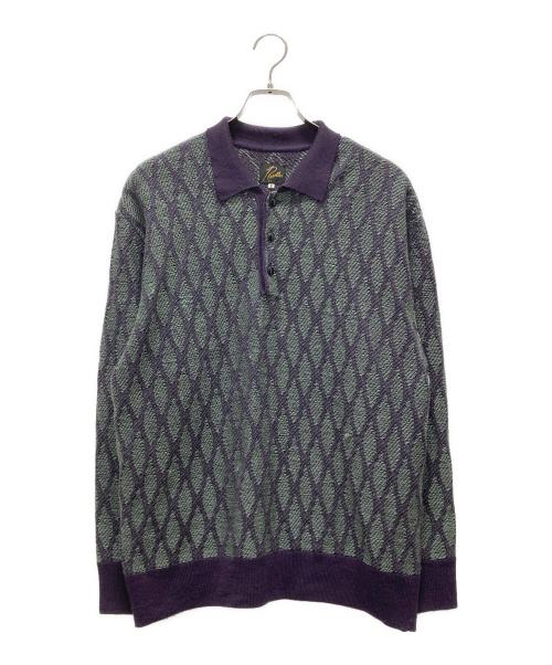 Needles（ニードルズ）Needles (ニードルズ) ニットポロシャツ パープル サイズ:Sの古着・服飾アイテム