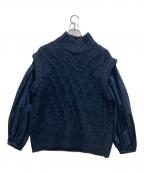 Mila Owenミラオーウェン）の古着「パフスリーブケーブルベストレイヤードSET」｜ネイビー