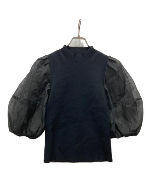 FRAY ID（フレイ アイディー）FRAY ID (フレイ アイディー) シアースリーブニット ブラック サイズ:F 未使用品の古着・服飾アイテム