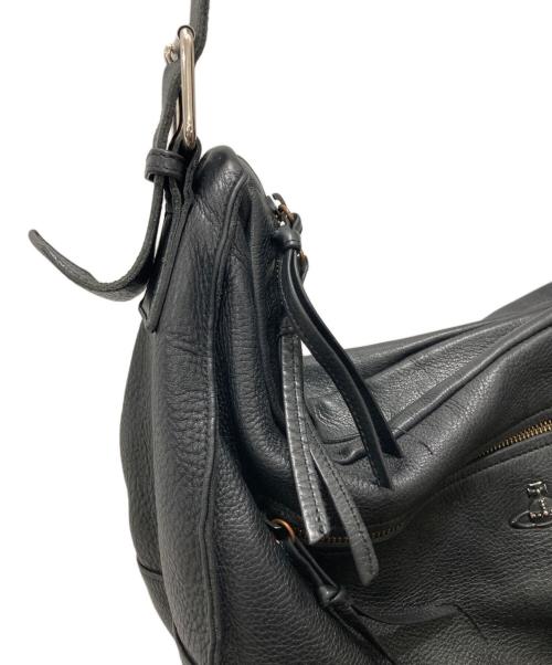 Vivienne Westwood（ヴィヴィアンウエストウッド）Vivienne Westwood (ヴィヴィアンウエストウッド) ミニオーブ金具 レザーショルダーバッグ ブラックの古着・服飾アイテム