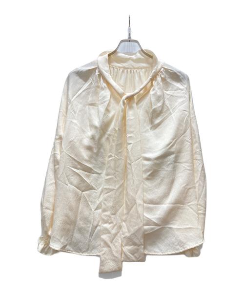 DRAWER（ドゥロワー）Drawer (ドゥロワー) シルク ボウタイギャザーシャツブラウス ベージュ サイズ:36の古着・服飾アイテム