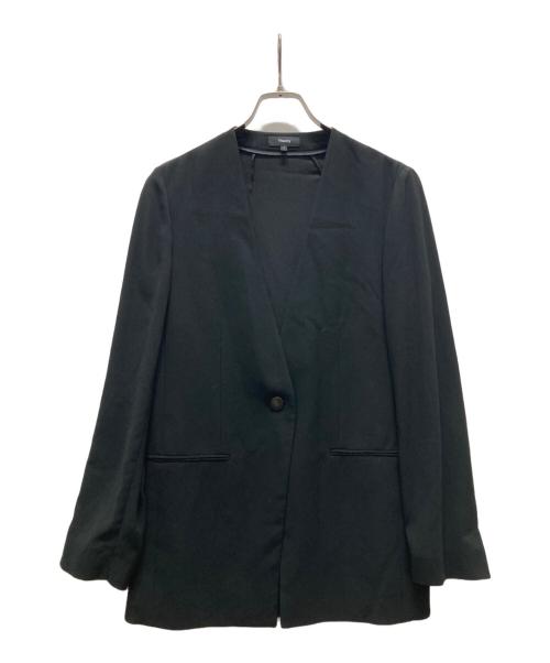 theory（セオリー）theory (セオリー) ノーカラージャケット/Powder Crepe CL Collarless JK ブラック サイズ:Mの古着・服飾アイテム