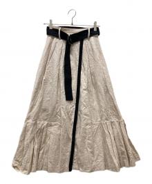 Snidel（スナイデル）の古着「ベルティッドタックスカート」｜ホワイト