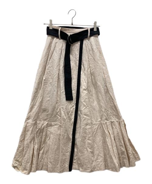 Snidel（スナイデル）Snidel (スナイデル) ベルティッドタックスカート ホワイトの古着・服飾アイテム