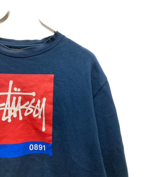 stussy（ステューシー）stussy (ステューシー) プリントスウェット ネイビー サイズ:XLARGEの古着・服飾アイテム