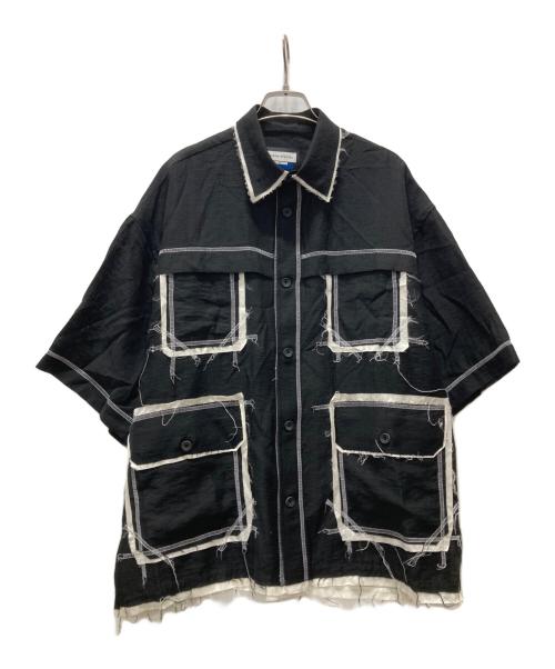 MAISON SPECIAL（メゾンスペシャル）MAISON SPECIAL (メゾンスペシャル) Prime-Over Stitch Design Short Sleeve Railroader Shirt ブラック サイズ:1の古着・服飾アイテム