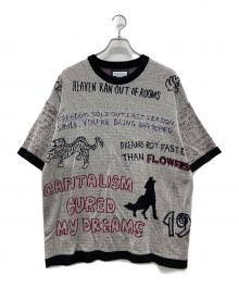 MAISON SPECIAL（メゾンスペシャル）の古着「Prime-Over RAKUGAKI Short Sleeve Crew Neck Knit T-Shirt」｜グレー