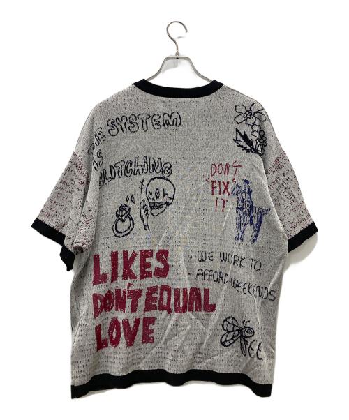 MAISON SPECIAL（メゾンスペシャル）MAISON SPECIAL (メゾンスペシャル) Prime-Over RAKUGAKI Short Sleeve Crew Neck Knit T-Shirt グレー サイズ:1の古着・服飾アイテム