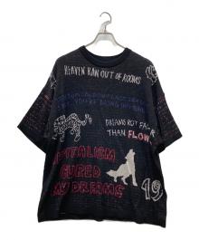 MAISON SPECIAL（メゾンスペシャル）の古着「Prime-Over RAKUGAKI Short Sleeve Crew Neck Knit T-Shirt」｜ブラック