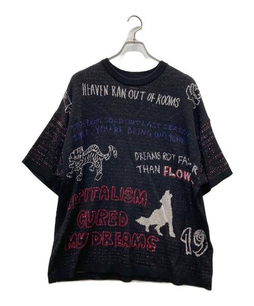 MAISON SPECIAL（メゾンスペシャル）MAISON SPECIAL (メゾンスペシャル) Prime-Over RAKUGAKI Short Sleeve Crew Neck Knit T-Shirt ブラック サイズ:1の古着・服飾アイテム