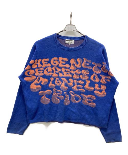 UNBORN SOCIETY（アンボーン ソサイエティー）UNBORN SOCIETY (アンボーン ソサイエティー) グラフィックニット ブルー サイズ:Mの古着・服飾アイテム