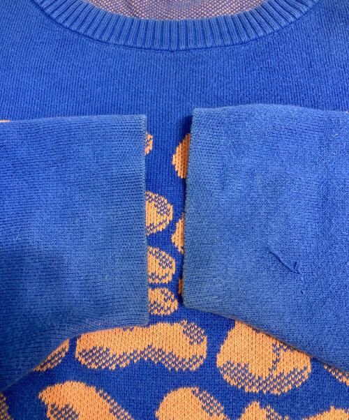 UNBORN SOCIETY（アンボーン ソサイエティー）UNBORN SOCIETY (アンボーン ソサイエティー) グラフィックニット ブルー サイズ:Mの古着・服飾アイテム