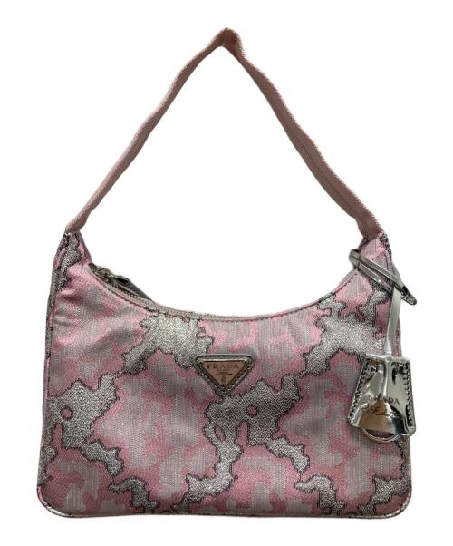 PRADA（プラダ）PRADA (プラダ) トライアングルロゴミニバッグ ピンクの古着・服飾アイテム