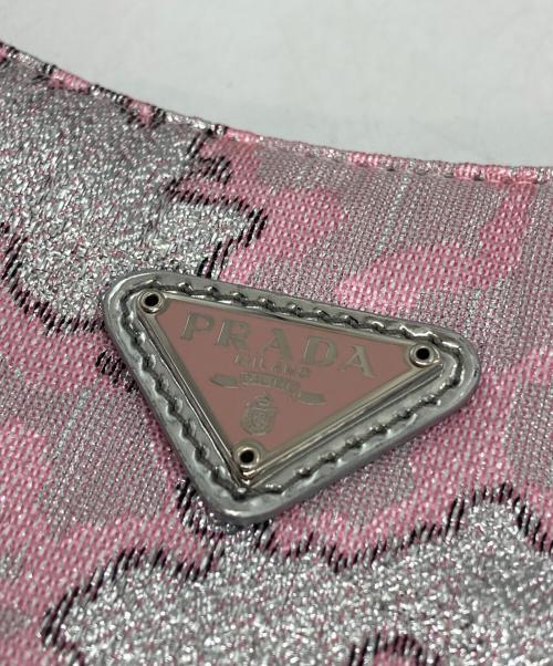 PRADA（プラダ）PRADA (プラダ) トライアングルロゴミニバッグ ピンクの古着・服飾アイテム