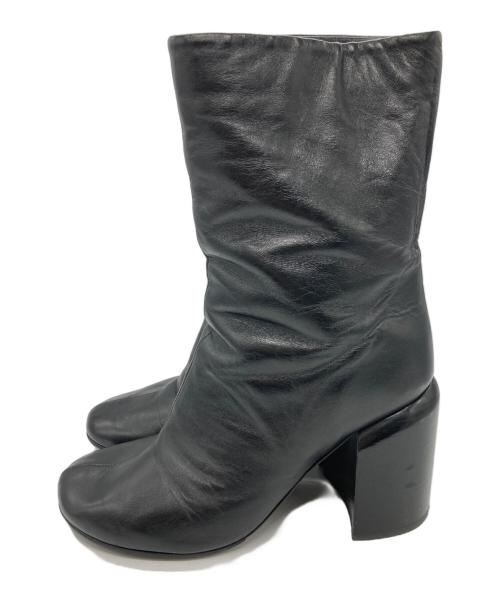 JIL SANDER（ジルサンダー）JIL SANDER (ジルサンダー) チャンキーヒールレザーブーツ ブラック サイズ:39の古着・服飾アイテム