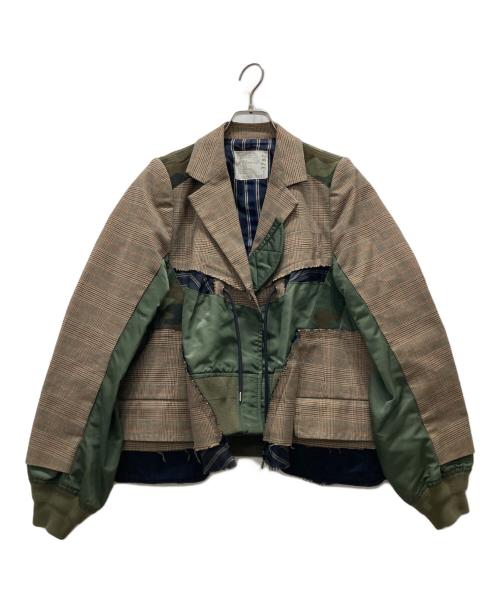 sacai（サカイ）sacai (サカイ) 再構築ミリタリーテーラードブルゾン ブラウン サイズ:Mの古着・服飾アイテム