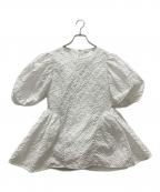 CECILIE BAHNSENセシリーバンセン）の古着「バックオープンジャガードブラウス/ubah top」｜ホワイト