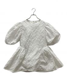 CECILIE BAHNSEN（セシリーバンセン）の古着「バックオープンジャガードブラウス/ubah top」｜ホワイト