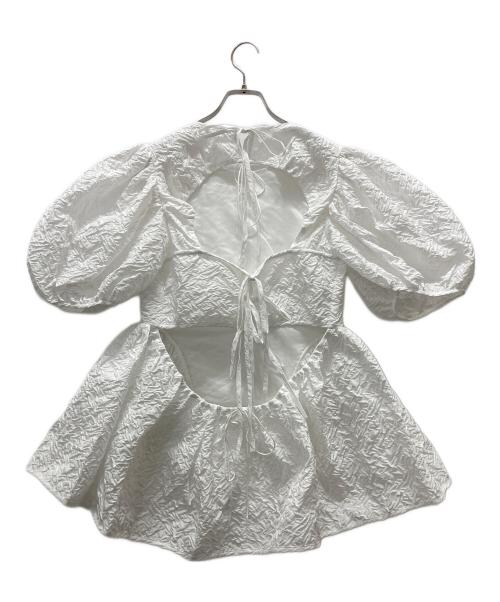 CECILIE BAHNSEN（セシリーバンセン）Cecilie Bahnsen (セシリーバンセン) バックオープンジャガードブラウス/ubah top ホワイト サイズ:Mの古着・服飾アイテム