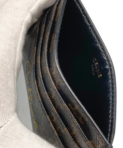 CELINE（セリーヌ）CELINE (セリーヌ) ロゴ刺繍トリオンフカードケース ブラウンの古着・服飾アイテム