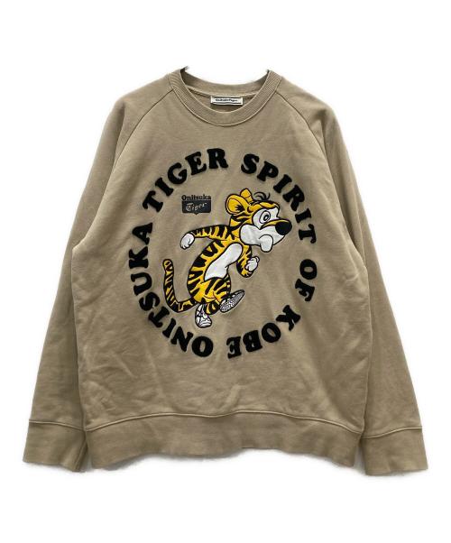 Onitsuka Tiger（オニツカタイガー）Onitsuka Tiger (オニツカタイガー) タイガーワッペンラグランスウェット ブラウン サイズ:Lの古着・服飾アイテム
