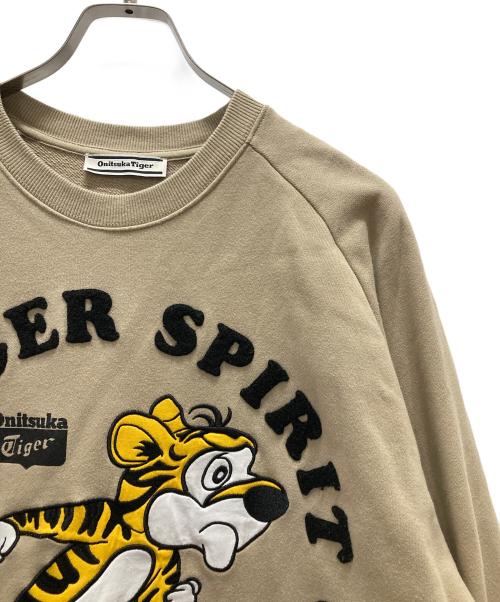 Onitsuka Tiger（オニツカタイガー）Onitsuka Tiger (オニツカタイガー) タイガーワッペンラグランスウェット ブラウン サイズ:Lの古着・服飾アイテム