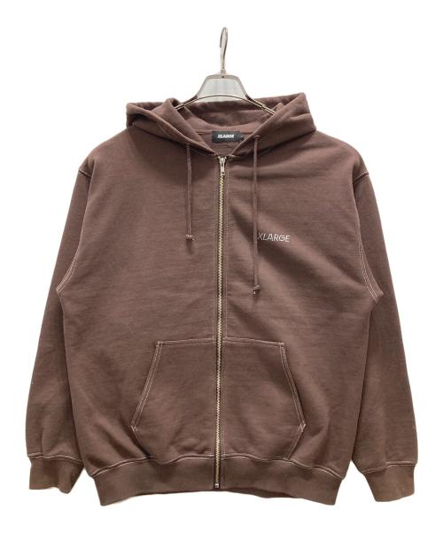 X-LARGE（エクストララージ）X-LARGE (エクストララージ) ラインストーンロゴジップパーカー/RHINESTONE OG ZIP HOODED SWEATSHIRT ブラウン サイズ:Lの古着・服飾アイテム