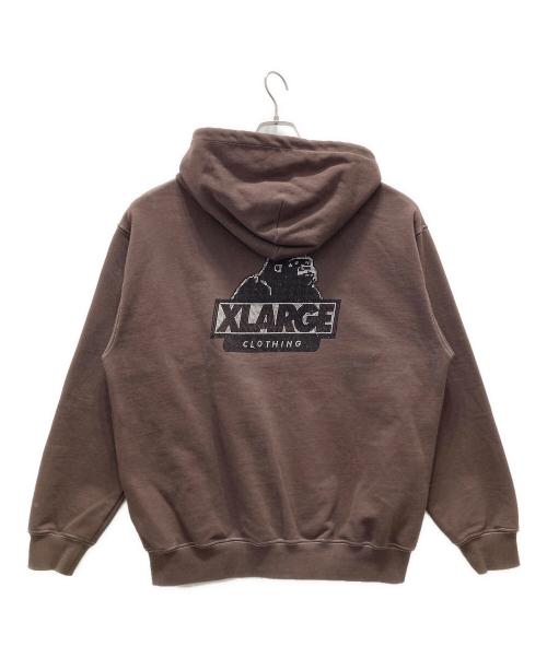 X-LARGE（エクストララージ）X-LARGE (エクストララージ) ラインストーンロゴジップパーカー/RHINESTONE OG ZIP HOODED SWEATSHIRT ブラウン サイズ:Lの古着・服飾アイテム