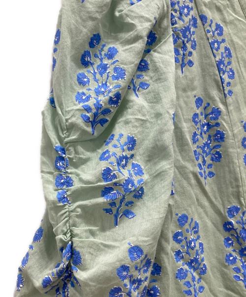 ne quittez pas（ヌキテパ）ne quittez pas (ヌキテパ) エスニックコンビネーションプリントギャザースリーブドレス ライトグリーン サイズ:Freeの古着・服飾アイテム