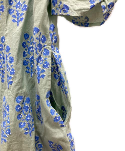 ne quittez pas（ヌキテパ）ne quittez pas (ヌキテパ) エスニックコンビネーションプリントギャザースリーブドレス ライトグリーン サイズ:Freeの古着・服飾アイテム