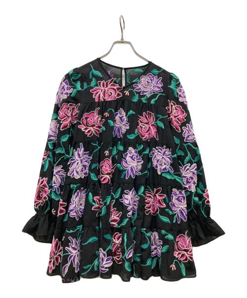 GRACE CONTINENTAL（（グレースコンチネンタル）GRACE CONTINENTAL (（グレースコンチネンタル) 花柄刺繍チュニック ブラック サイズ:36の古着・服飾アイテム