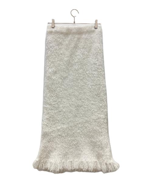 HERITANOVUM（ヘリテノーム）HERITANOVUM (ヘリテノーム) ラメニットスカート ホワイト サイズ:Fの古着・服飾アイテム